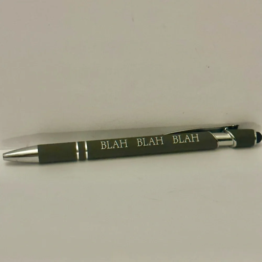 Black Stylus Pen with 'BLAH BLAH BLAH' Design